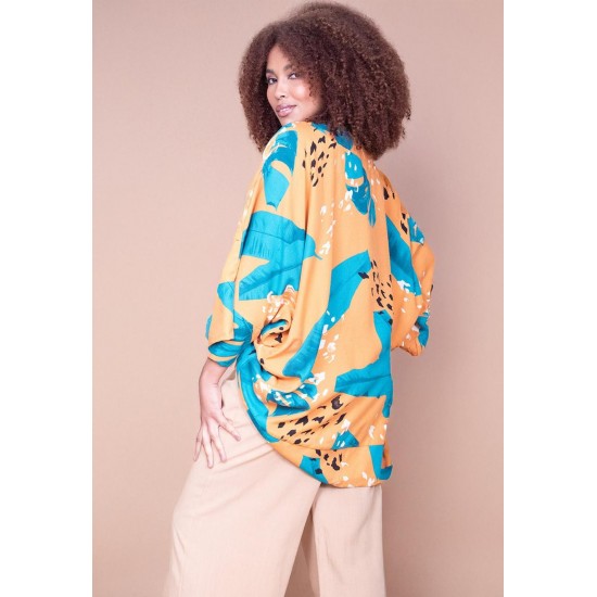 Kimono Viscose Manga Ampla Estampa Aurora Botânica