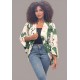 Kimono Viscose Manga Ampla Estampa Folhagem Poética