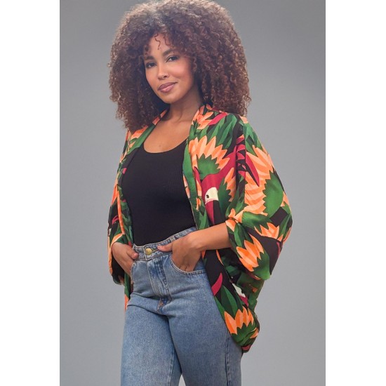 Kimono Viscose Manga Ampla Estampa Festas dos Tucanos