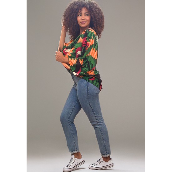 Kimono Viscose Manga Ampla Estampa Festas dos Tucanos