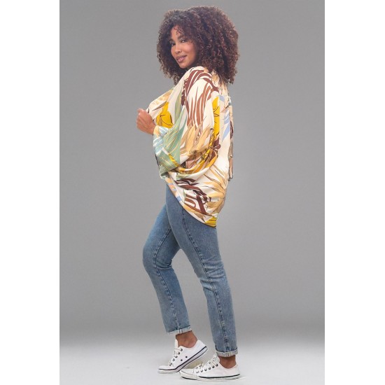 Kimono Viscose Manga Ampla Estampa Aurora Suave