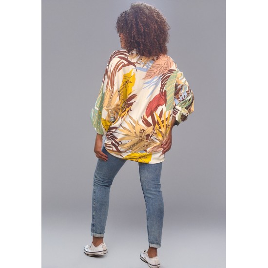 Kimono Viscose Manga Ampla Estampa Aurora Suave