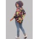 Kimono Viscose Manga Ampla Estampa Noite Botânica