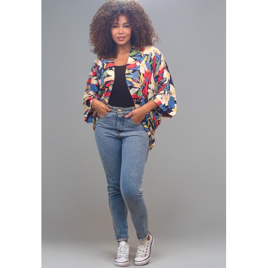 Kimono Viscose Manga Ampla Estampa floresce