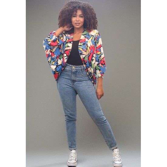 Kimono Viscose Manga Ampla Estampa floresce