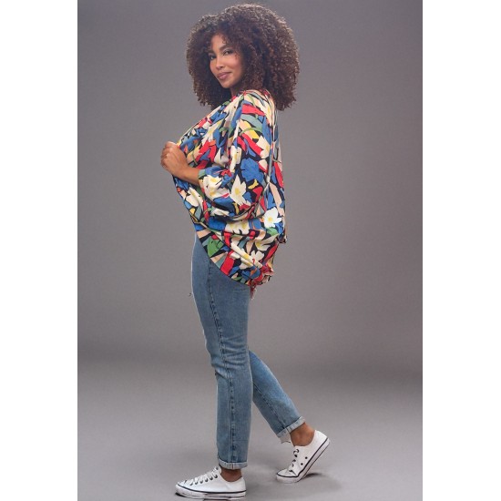 Kimono Viscose Manga Ampla Estampa floresce