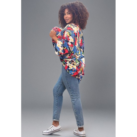 Kimono Viscose Manga Ampla Estampa floresce