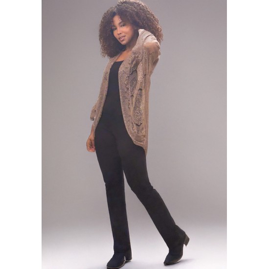 Kimono Ponto Tricot Manga Ampla Marrom