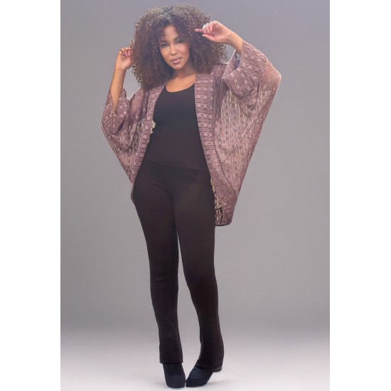 Kimono Ponto Tricot Manga Ampla Rosé