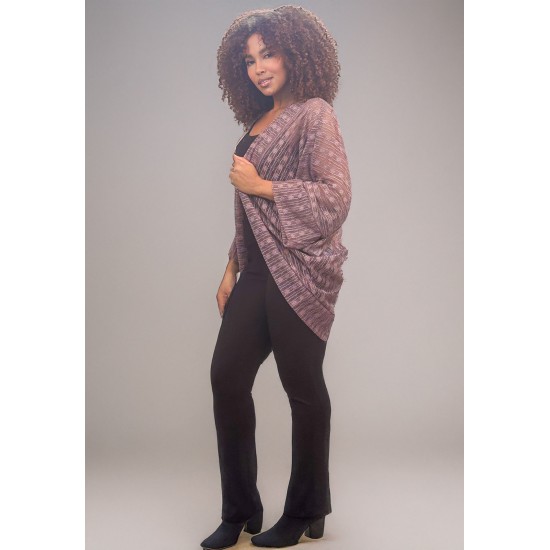 Kimono Ponto Tricot Manga Ampla Rosé
