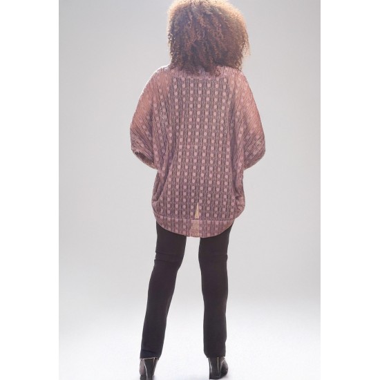 Kimono Ponto Tricot Manga Ampla Rosé