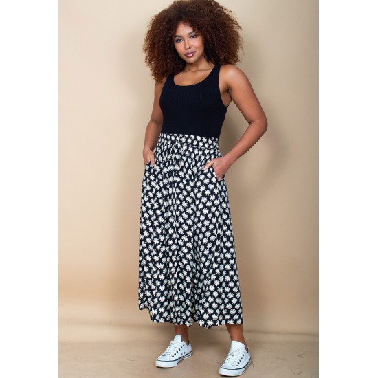 Saia Longa Viscose Estampa Encanto das Margaridas