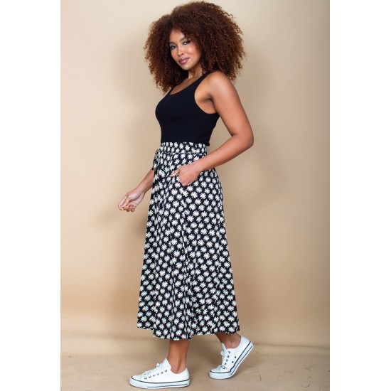 Saia Longa Viscose Estampa Encanto das Margaridas