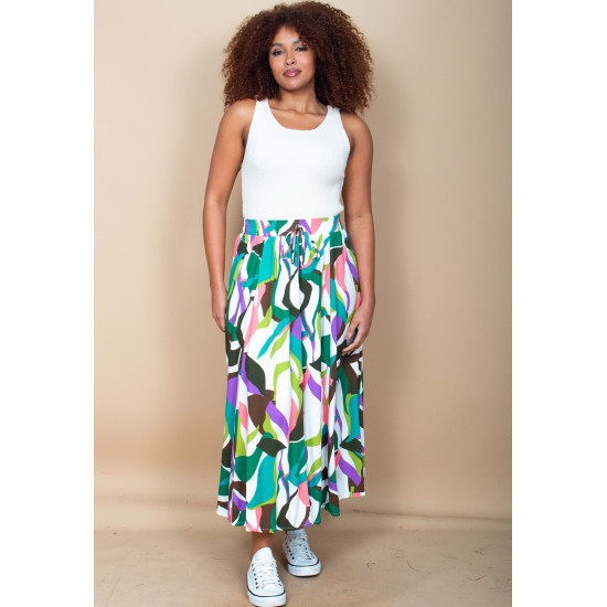 Saia Longa Viscose Estampa Encanto Botânico