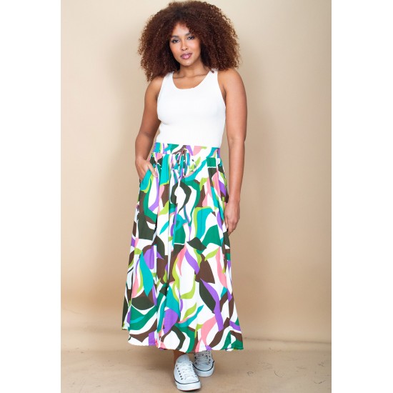 Saia Longa Viscose Estampa Encanto Botânico