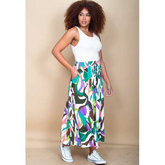 Saia Longa Viscose Estampa Encanto Botânico