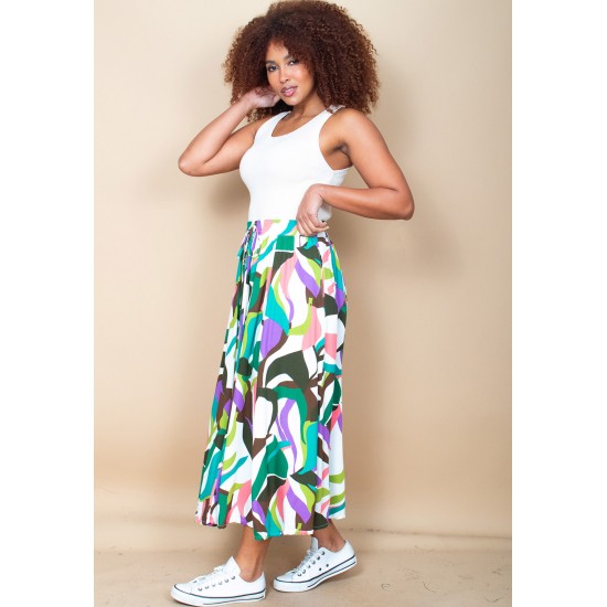 Saia Longa Viscose Estampa Encanto Botânico