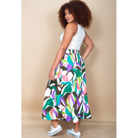Saia Longa Viscose Estampa Encanto Botânico