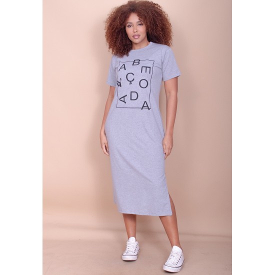 Vestido Midi Algodão Manga Curta Moda Evangélica Mescla