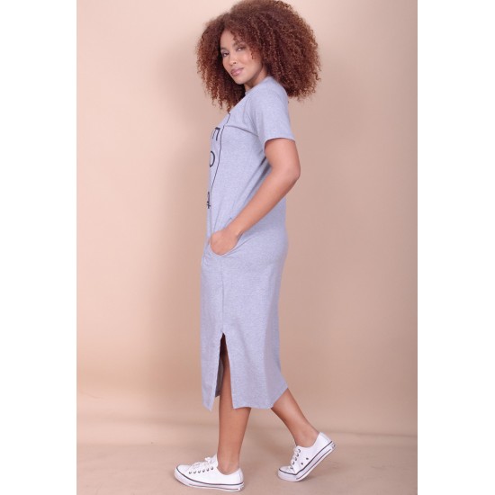 Vestido Midi Algodão Manga Curta Moda Evangélica Mescla