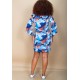 Vestido Curto Viscose Balli Manga Ampla Estampa Jardim Celeste