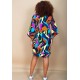 Vestido Curto Viscose Balli Manga Ampla Estampa Aurora Urbana