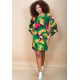 Vestido Curto Viscose Balli Manga Ampla Estampa Festas dos Tucanos