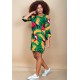 Vestido Curto Viscose Balli Manga Ampla Estampa Festas dos Tucanos