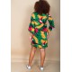 Vestido Curto Viscose Balli Manga Ampla Estampa Festas dos Tucanos