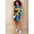 Vestido Curto Viscose Balli Manga Ampla Estampa Jardim Azul