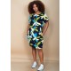 Vestido Curto Viscose com Bolso Estampa Jardim Noturno