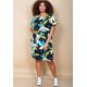 Vestido Curto Viscose com Bolso Estampa Jardim Noturno