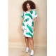 Vestido Curto Viscose com Bolso Estampa Folhagem Poética