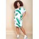 Vestido Curto Viscose com Bolso Estampa Folhagem Poética