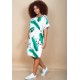 Vestido Curto Viscose com Bolso Estampa Folhagem Poética