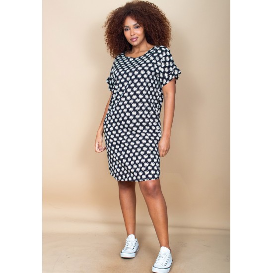 Vestido Curto Viscose com Bolso Estampa Festa das Margaridas