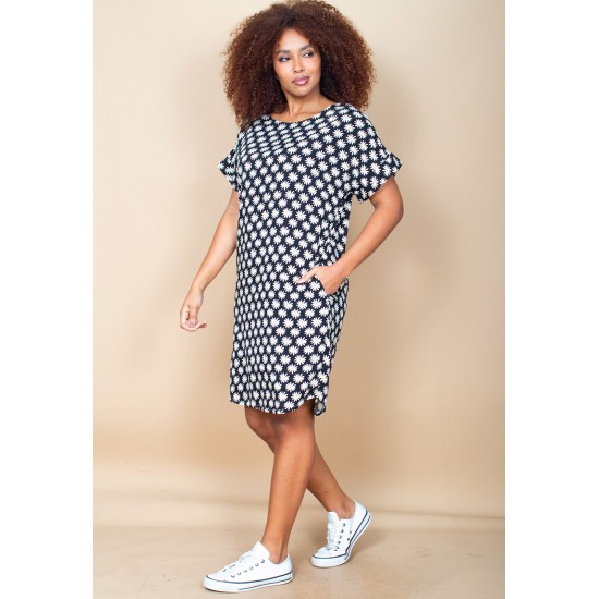 Vestido Curto Viscose com Bolso Estampa Festa das Margaridas