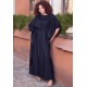 Vestido Kaftan Linho com Viscose Longo Preto
