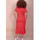 Vestido Midi Algodão Manga Curta Moda Evangélica Vermelho
