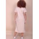 Vestido Midi Algodão Manga Curta Moda Evangélica Bege