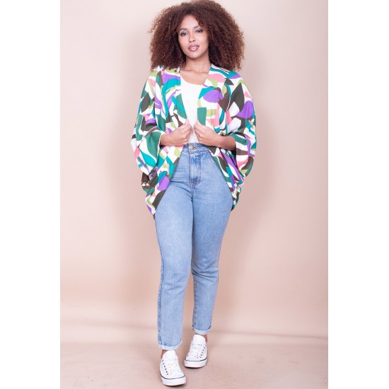 Kimono Viscose Manga Ampla Estampa Encanto Botânico