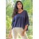 Blusa Bata Fulô Babado Malha Azul