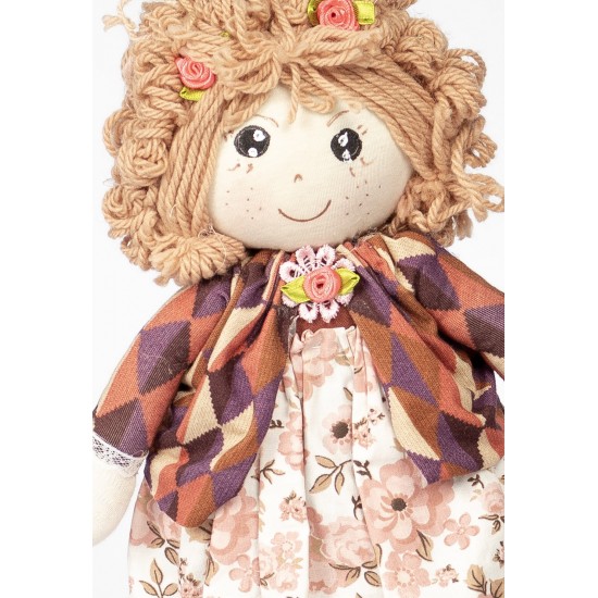 Boneca de Pano Mocinha Estampa Étnica - Artesã Ana Mariza