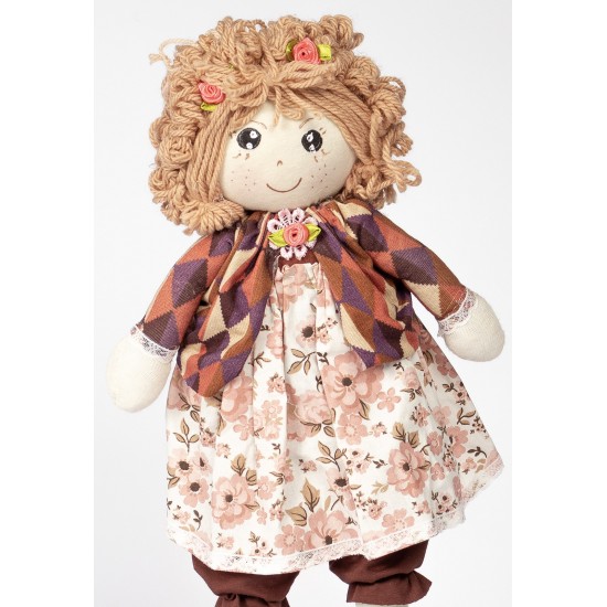 Boneca de Pano Mocinha Estampa Étnica - Artesã Ana Mariza