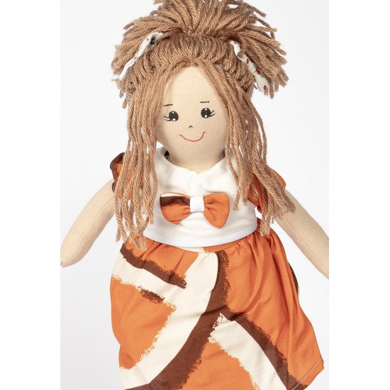 Boneca de Pano Manias Estampa Butiá Laranja - Artesã Vera