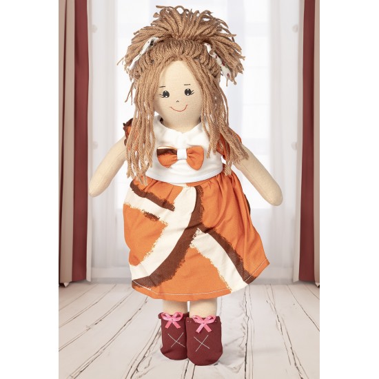 Boneca de Pano Manias Estampa Butiá Laranja - Artesã Vera