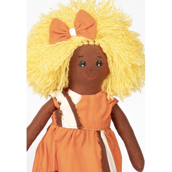 Boneca de Pano Manias Estampa Butiá Laranja 1 - Artesã Vera