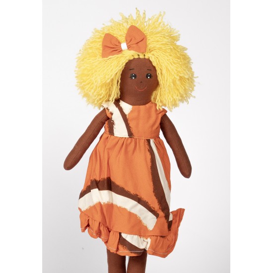 Boneca de Pano Manias Estampa Butiá Laranja 1 - Artesã Vera