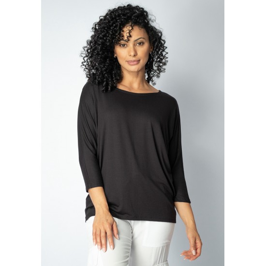 Blusa Morcego Ampla Manga 3/4 Preta