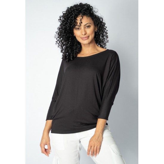 Blusa Morcego Ampla Manga 3/4 Preta